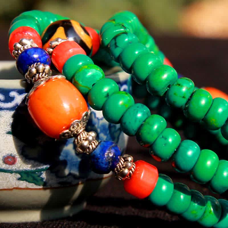 108 Beads Tibetan Turquoise Dzi Protection Bracelet