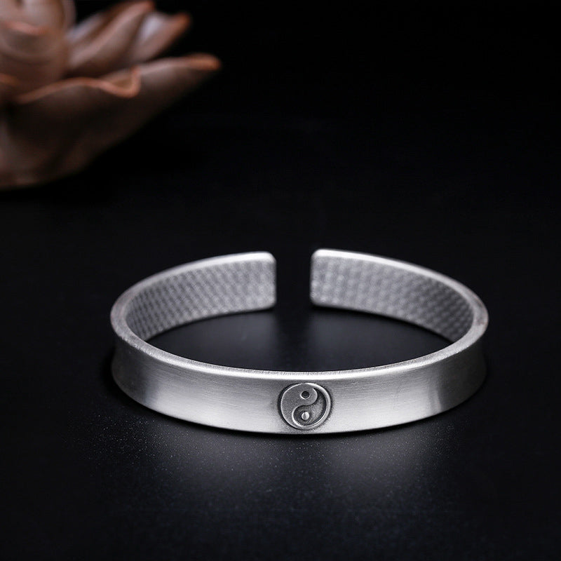 999 Sterling Silver Yin Yang Auspicious Clouds Bracelet