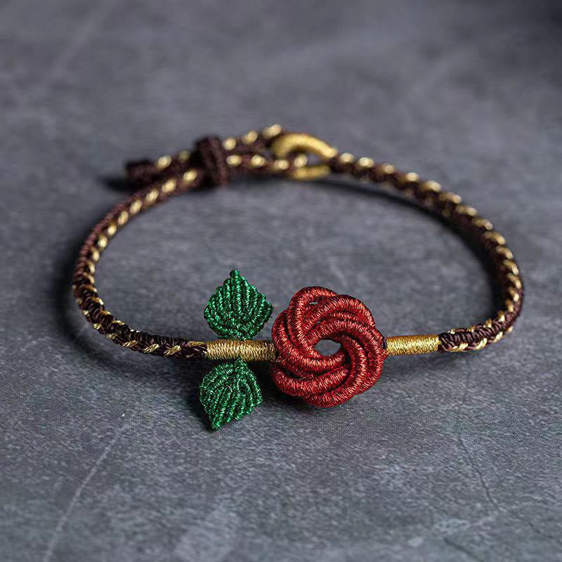 Handmade Red String Bracelet with Eight Thread Peace Knot for Luck