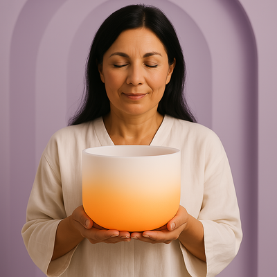 Crystal Singing Bowl - Sacral Chakra Sound Bowl - D Note Meditation Bowl for Healing