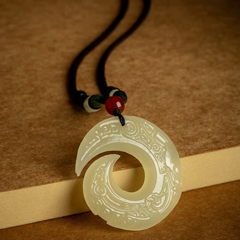 Jade Peace Buckle Necklace for Luck & Prosperity Pendant