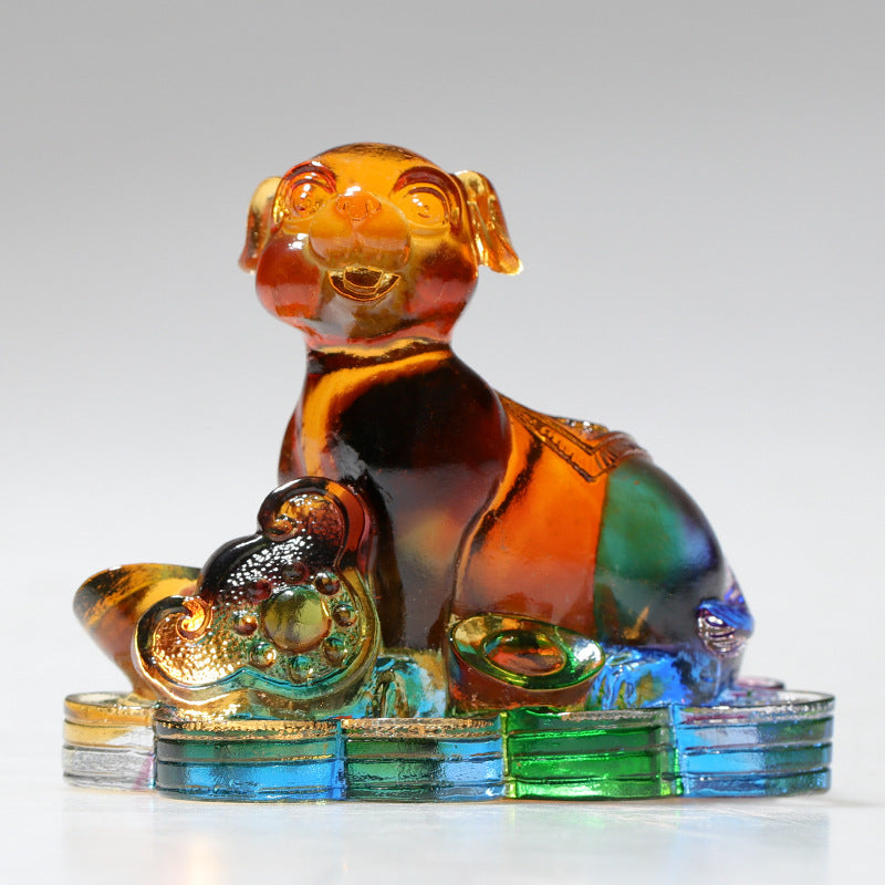 Handmade Liuli Crystal Chinese Dragon Figurine for Protection & Prosperity