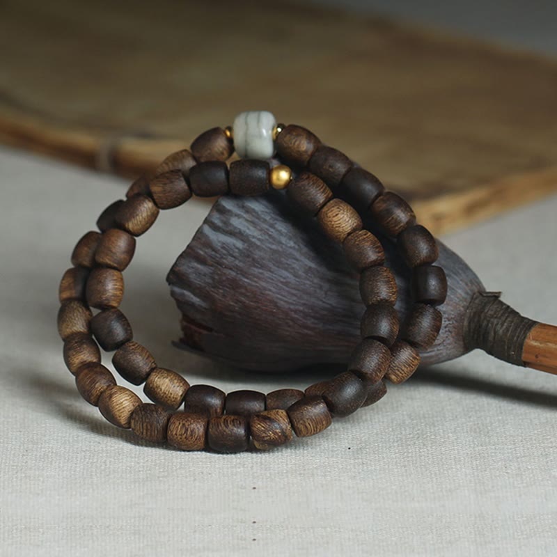 15cm Agarwood 999 Gold Double Wrap Spiritual Bracelet