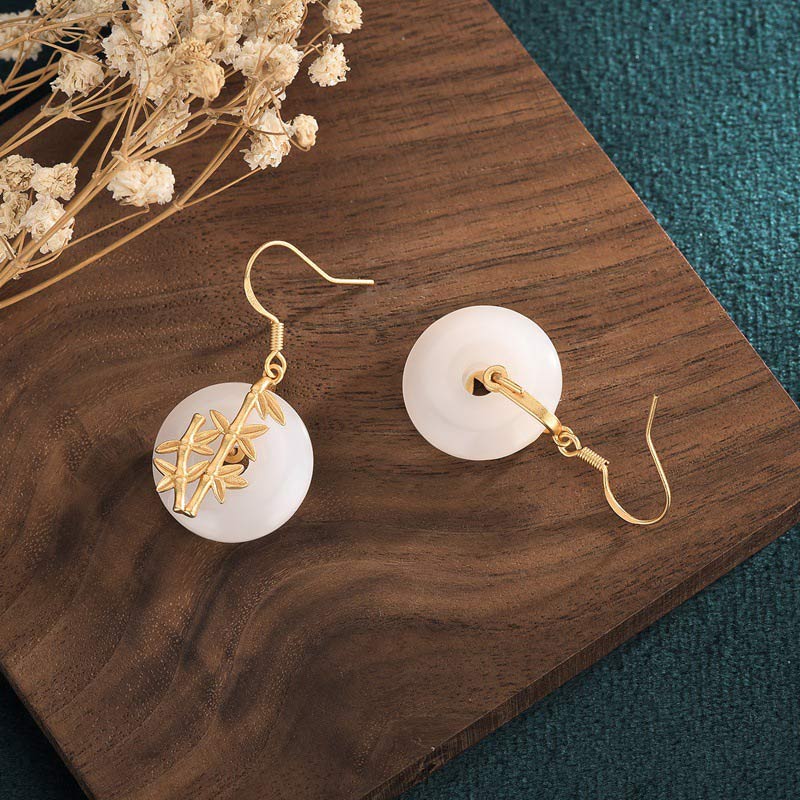 White Jade Fortune Earrings for Protection & Luck