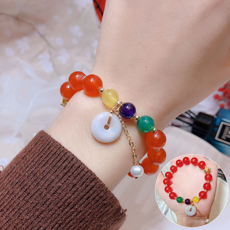 Jade Red Agate Peace Buckle Confidence Bracelet