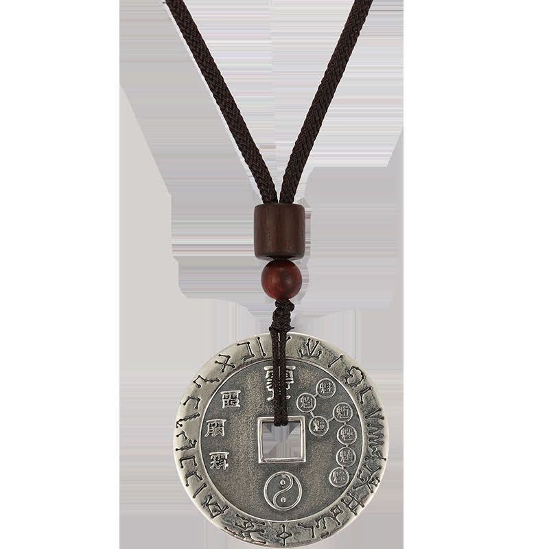 Unisex Yin Yang Pendant Necklace in White Copper Silver - Balance Symbol