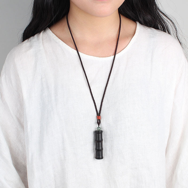 Ebony Wood Spiritual Necklace with Bamboo Ghau Prayer Box