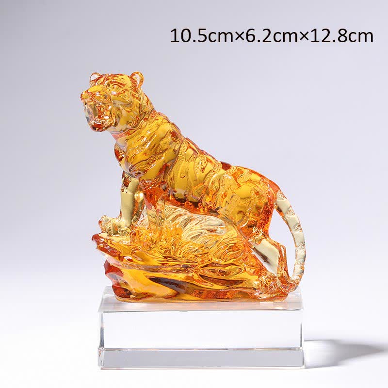 Handmade Liuli Crystal Tiger Art Piece | Protection Decor