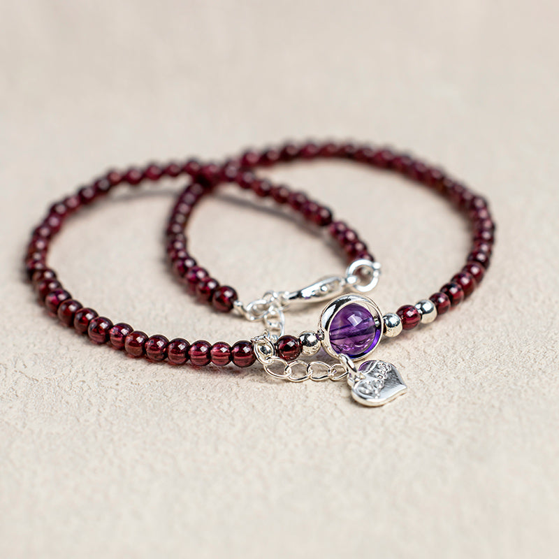 Garnet Amethyst Spiritual Purification Calm Anklet
