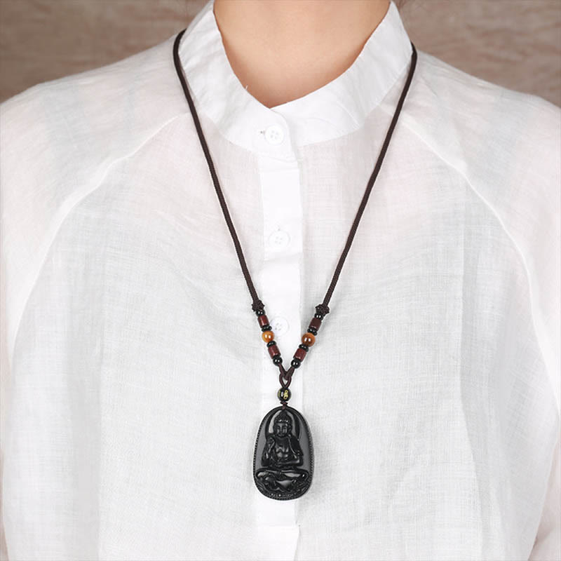 Chinese Zodiac Black Obsidian Purification Necklace