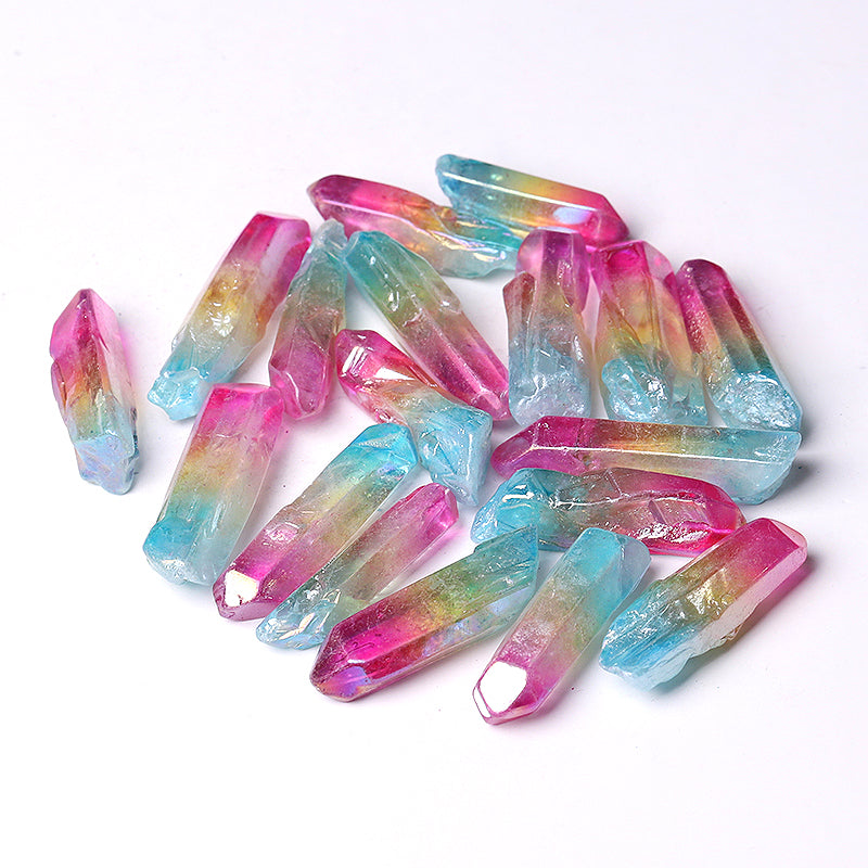 Double Color Aura Angel Crystal Points 1.2-1.7 inch Raw Quartz