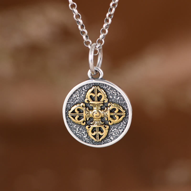 Double Dorje Vajra Necklace | 925 Sterling Silver Spiritual Pendant