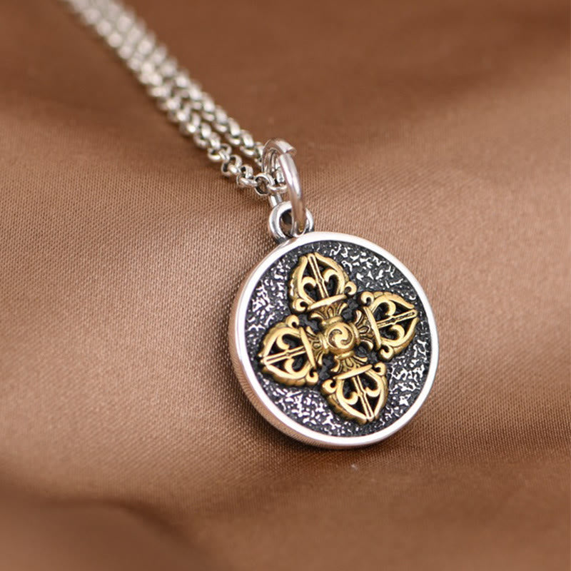 Double Dorje Vajra Necklace | 925 Sterling Silver Spiritual Pendant