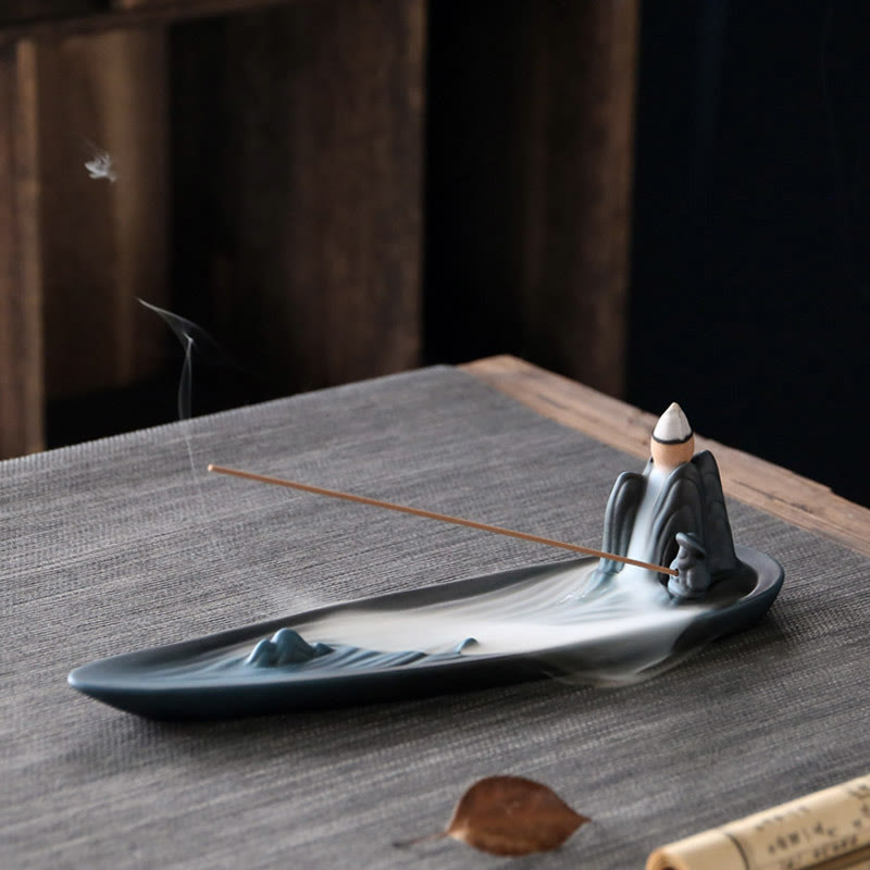 Double Koi Fish Ceramic Incense Burner for Harmony & Healing