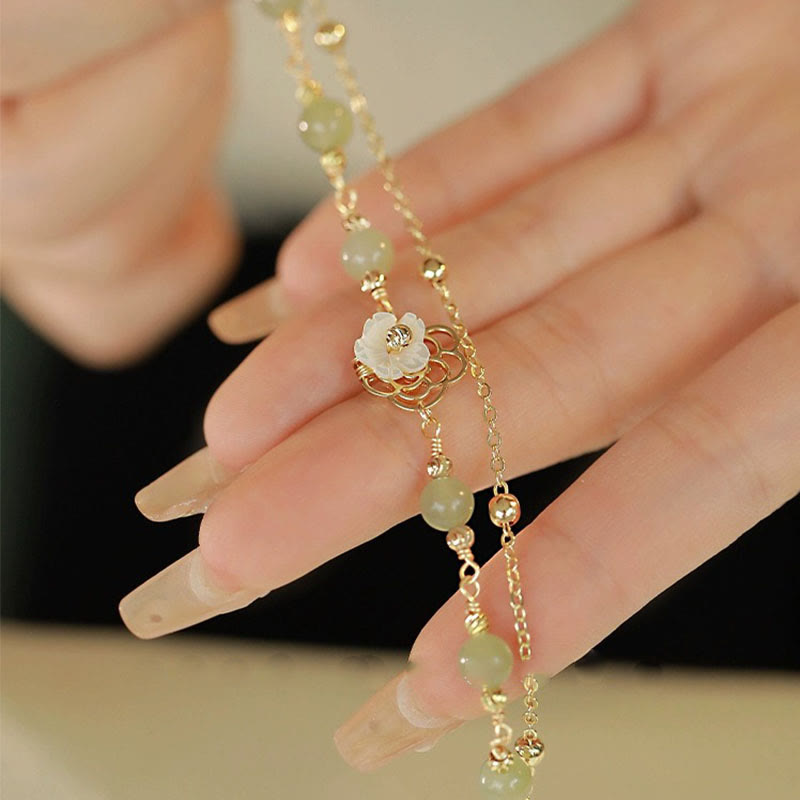 Double Layer 14K Gold Plated Jade Butterfly Luck Bracelet