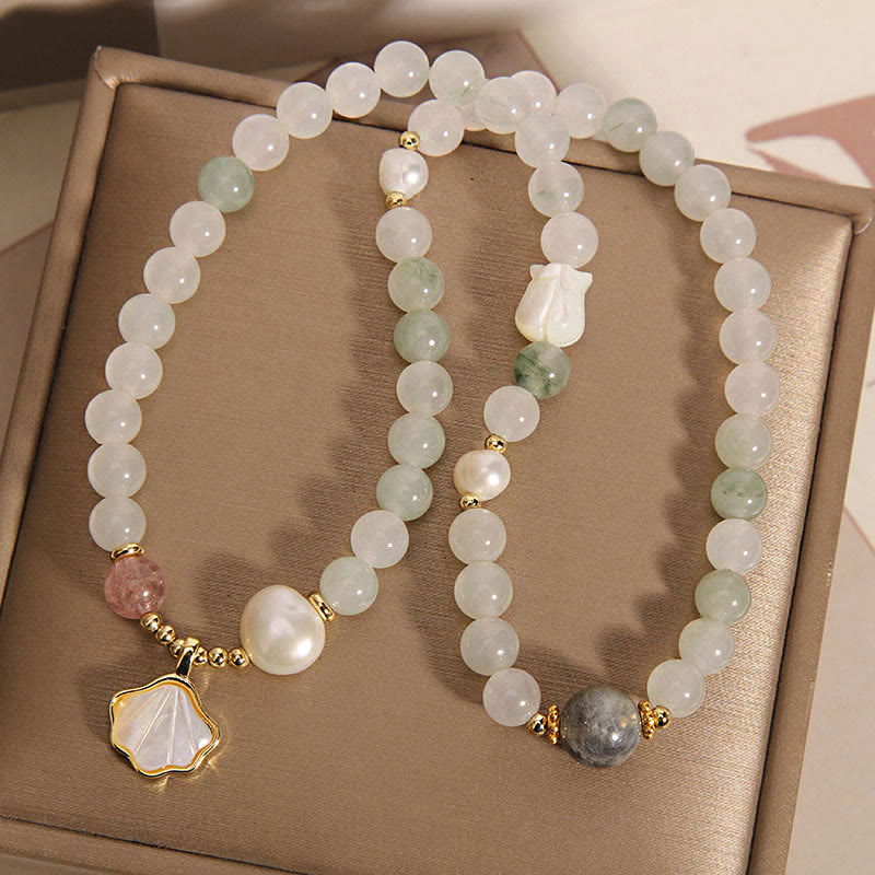 Double Layer Jade Shell Luck Bracelet 8mm Beads