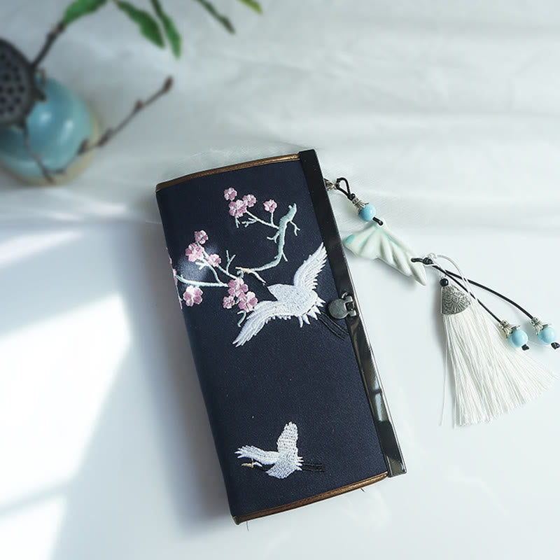 Double-sided Embroidered Floral Wallet 19cm | Spiritual Accessories