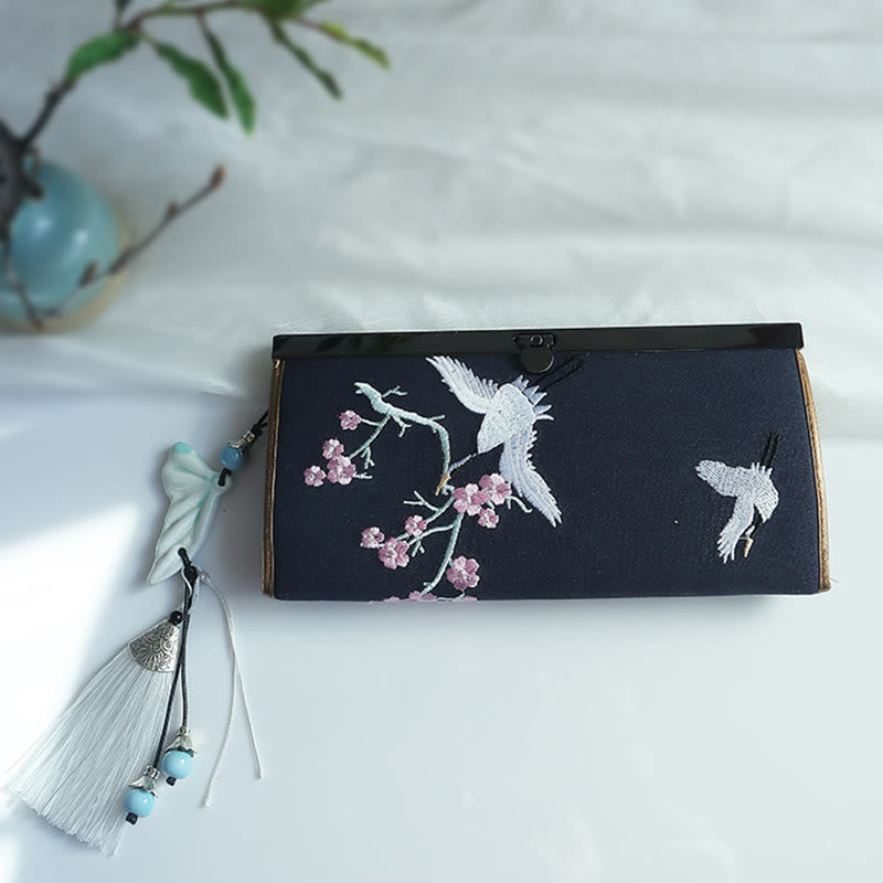 Double-sided Embroidered Floral Wallet 19cm | Spiritual Accessories