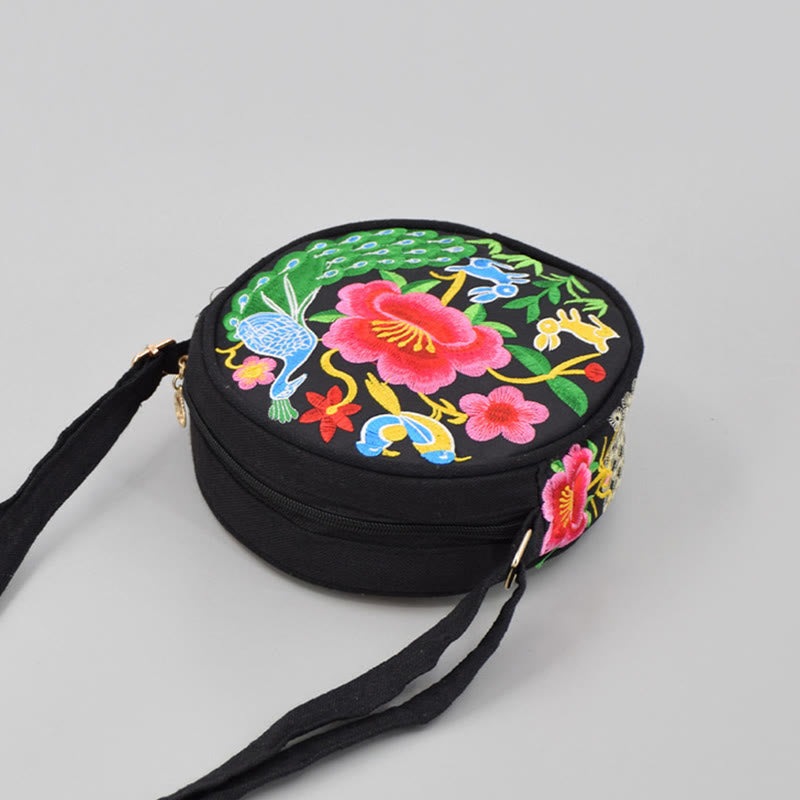 Double-Sided Flower Embroidery Canvas Crossbody Bag | Spiritual Accessory