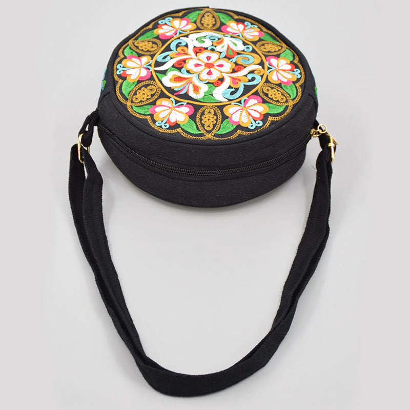 Double-Sided Flower Embroidery Canvas Crossbody Bag | Spiritual Accessory