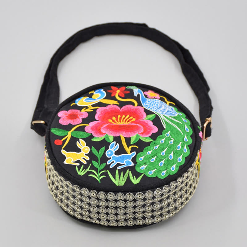 Double-Sided Flower Embroidery Canvas Crossbody Bag | Spiritual Accessory