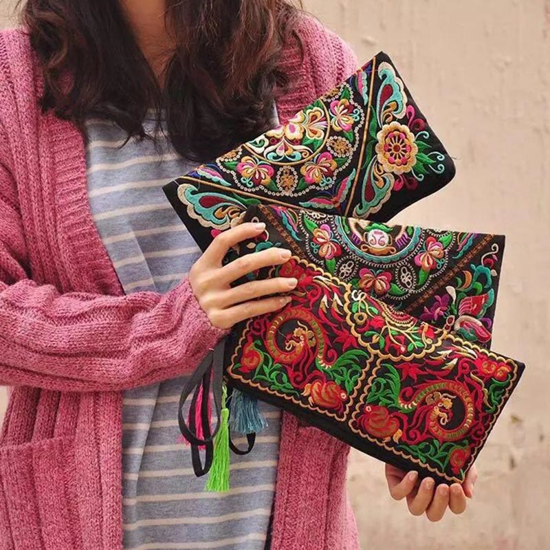 Dragon Butterfly Spiritual Cosmos Flower Wallet 14x25cm