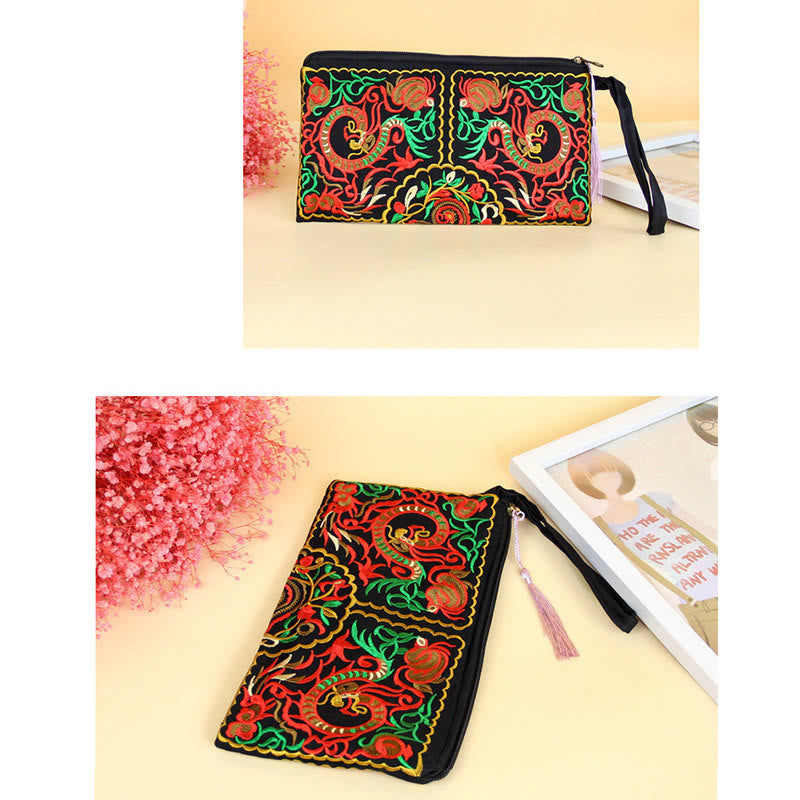 Dragon Butterfly Spiritual Cosmos Flower Wallet 14x25cm