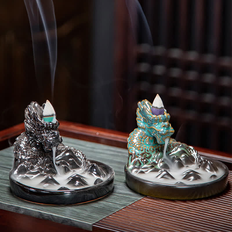 Dragon Ceramic Backflow Smoke Incense Burner Decor