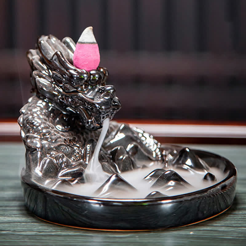 Dragon Ceramic Backflow Smoke Incense Burner Decor
