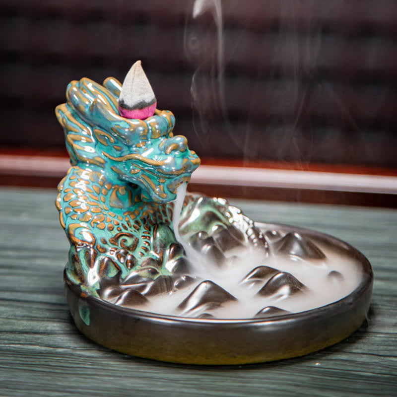 Dragon Ceramic Backflow Smoke Incense Burner Decor