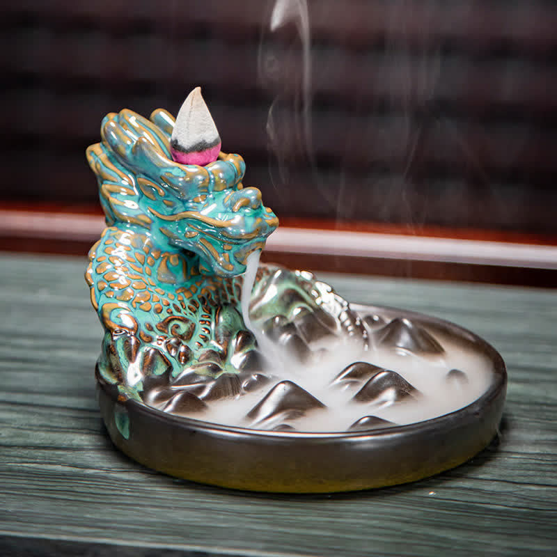 Dragon Ceramic Backflow Smoke Incense Burner Decor