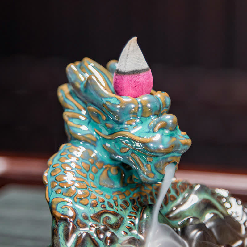 Dragon Ceramic Backflow Smoke Incense Burner Decor