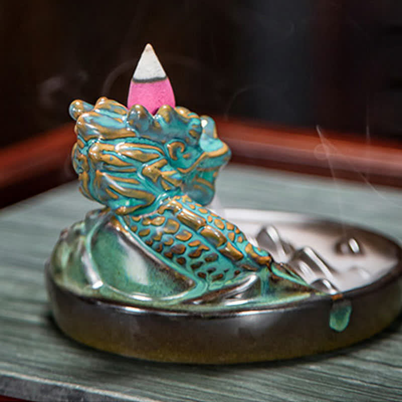 Dragon Ceramic Backflow Smoke Incense Burner Decor