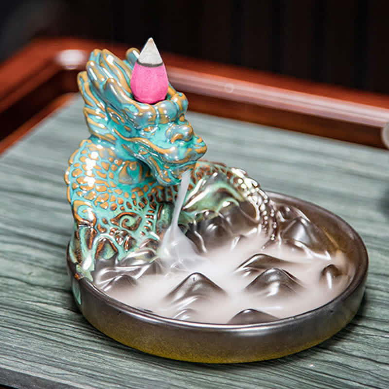 Dragon Ceramic Backflow Smoke Incense Burner Decor