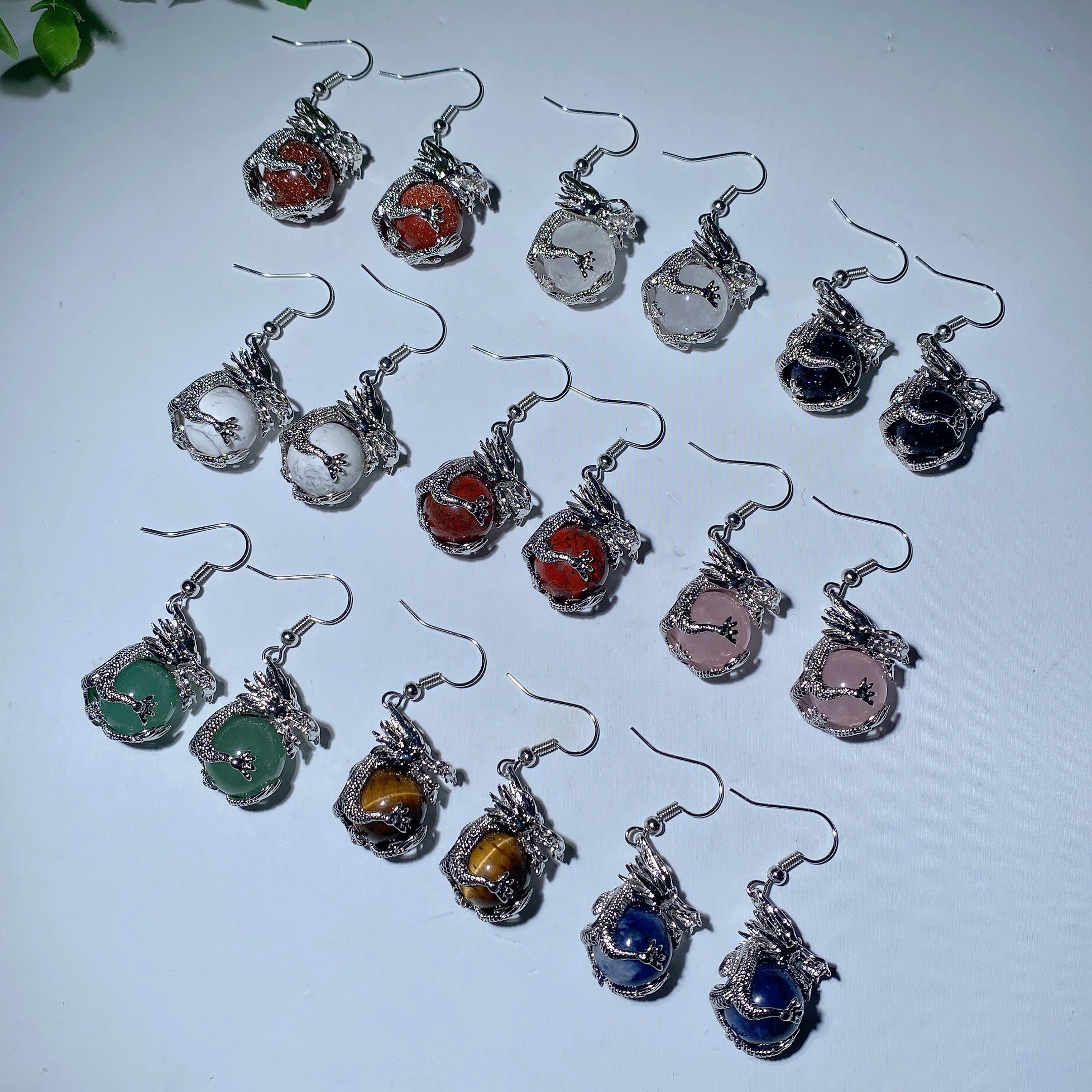 Dragon Earrings with Mixed Crystals | Healing Jewelry