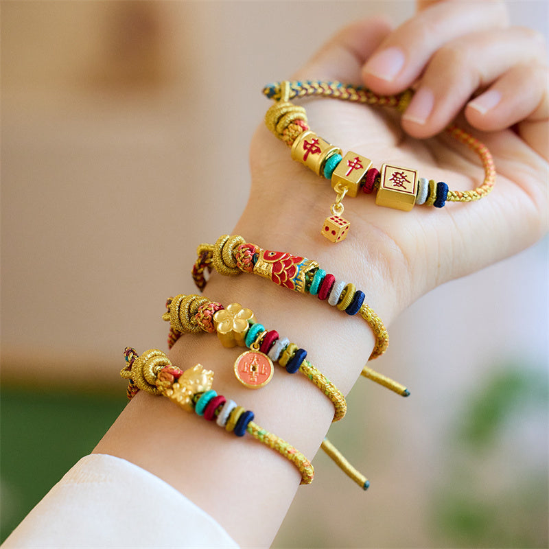 Dragon Feng Shui Luck Bracelet with Copper Coin Charm