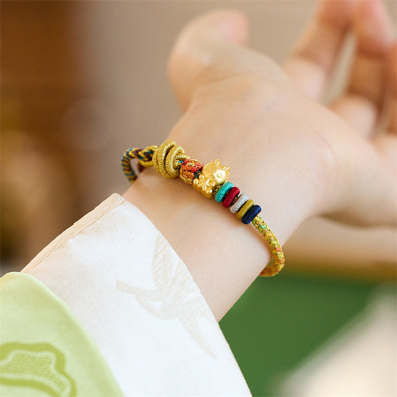 Dragon Feng Shui Luck Bracelet with Copper Coin Charm