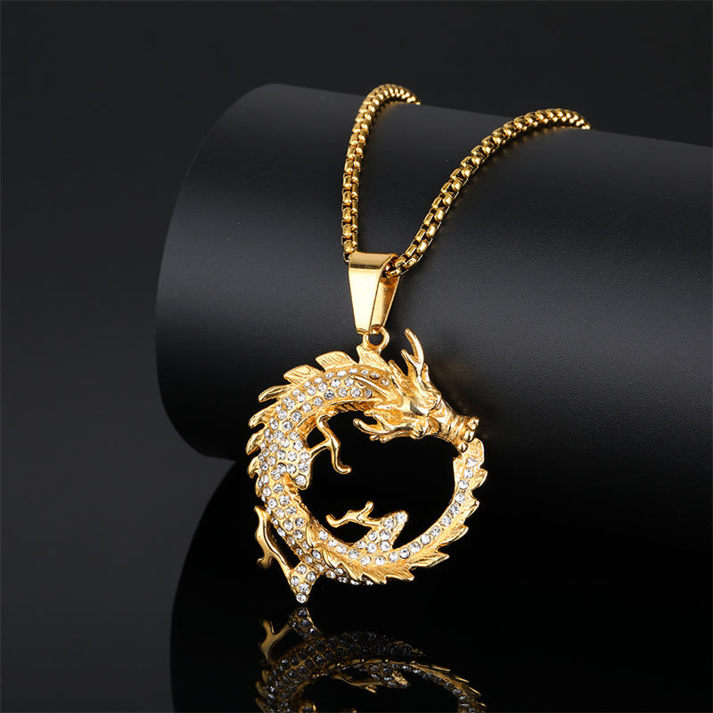 Dragon Necklace Titanium Steel Pendant for Success & Protection