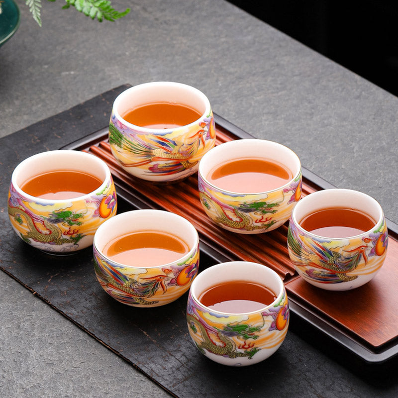 Dragon & Phoenix Ceramic Teacup 190ml | Spiritual Tableware