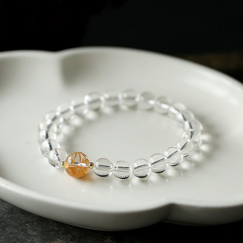 Dragon Strength Bracelet | Black Obsidian White Crystal Onyx 10mm