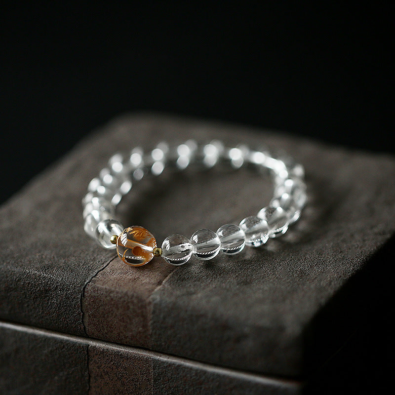 Dragon Strength Bracelet | Black Obsidian White Crystal Onyx 10mm