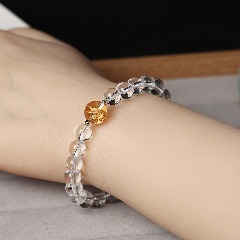 Dragon Strength Bracelet | Black Obsidian White Crystal Onyx 10mm