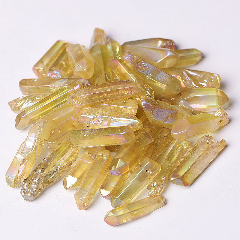 Drilled Yellow Aura Quartz Crystal Points 1.2-1.7 Inch Raw