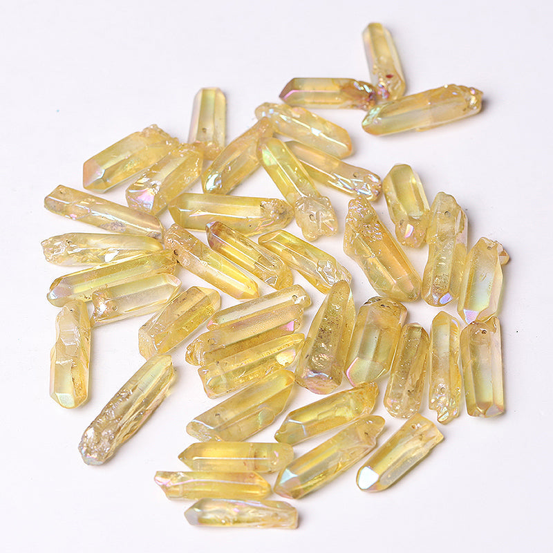 Drilled Yellow Aura Quartz Crystal Points 1.2-1.7 Inch Raw