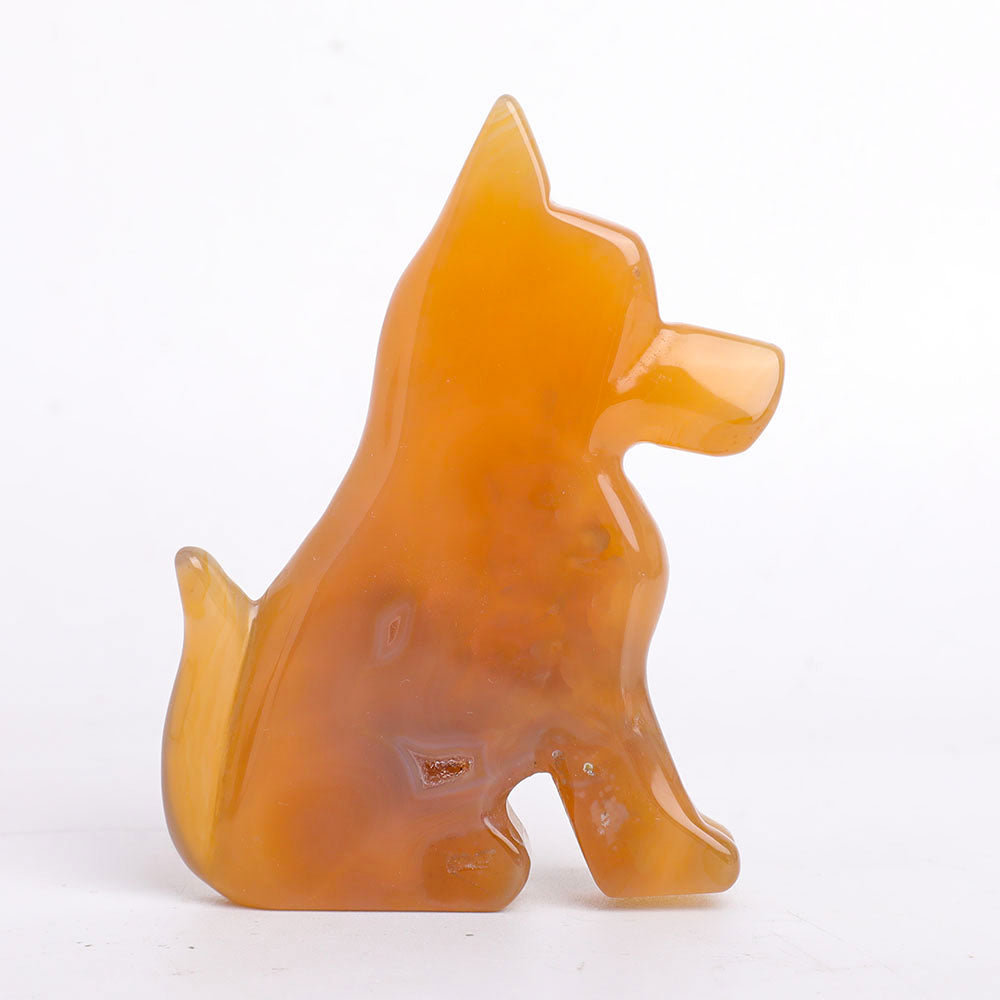 Druzy Agate Crystal Dog Figurine 10cm Healing Sculpture
