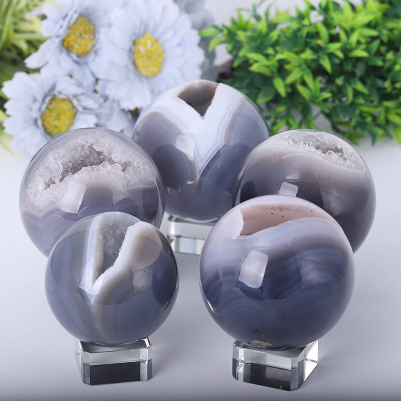Druzy Agate Crystal Sphere 1.0-4.5 Inch Energy Healing Orb