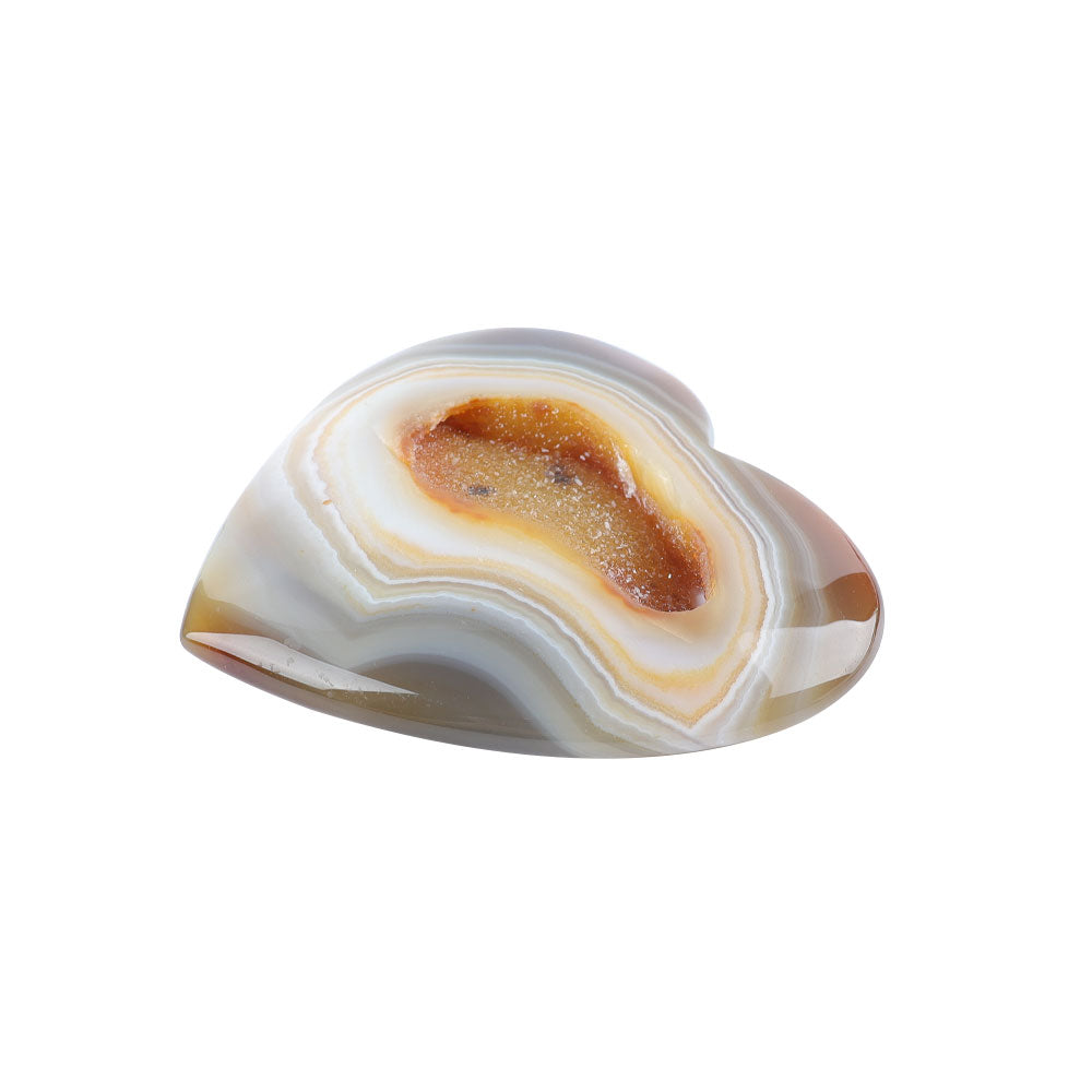 Druzy Agate Heart Crystal Carving 3.4in for Healing