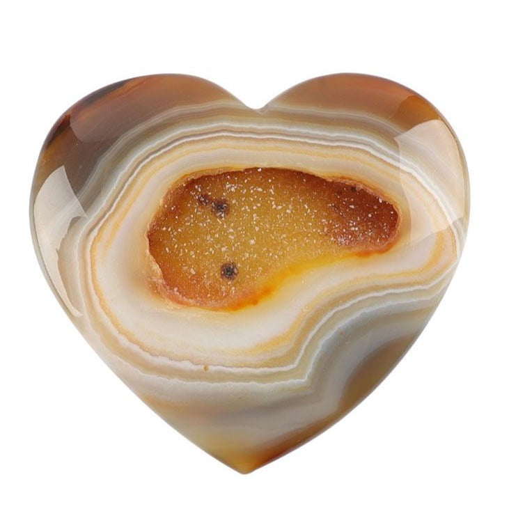 Druzy Agate Heart Crystal Carving 3.4in for Healing