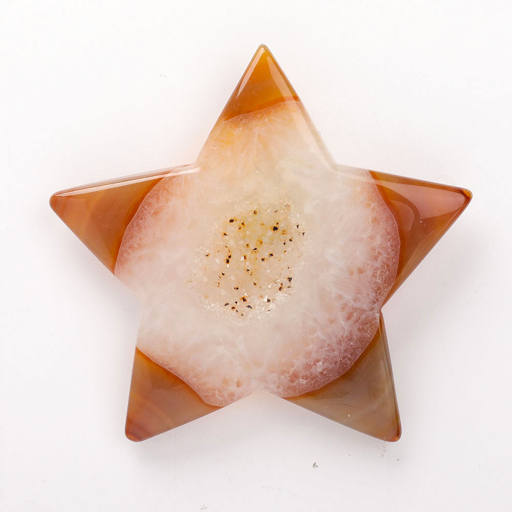 Druzy Agate Star Carving 4-Inch Healing Crystal Star