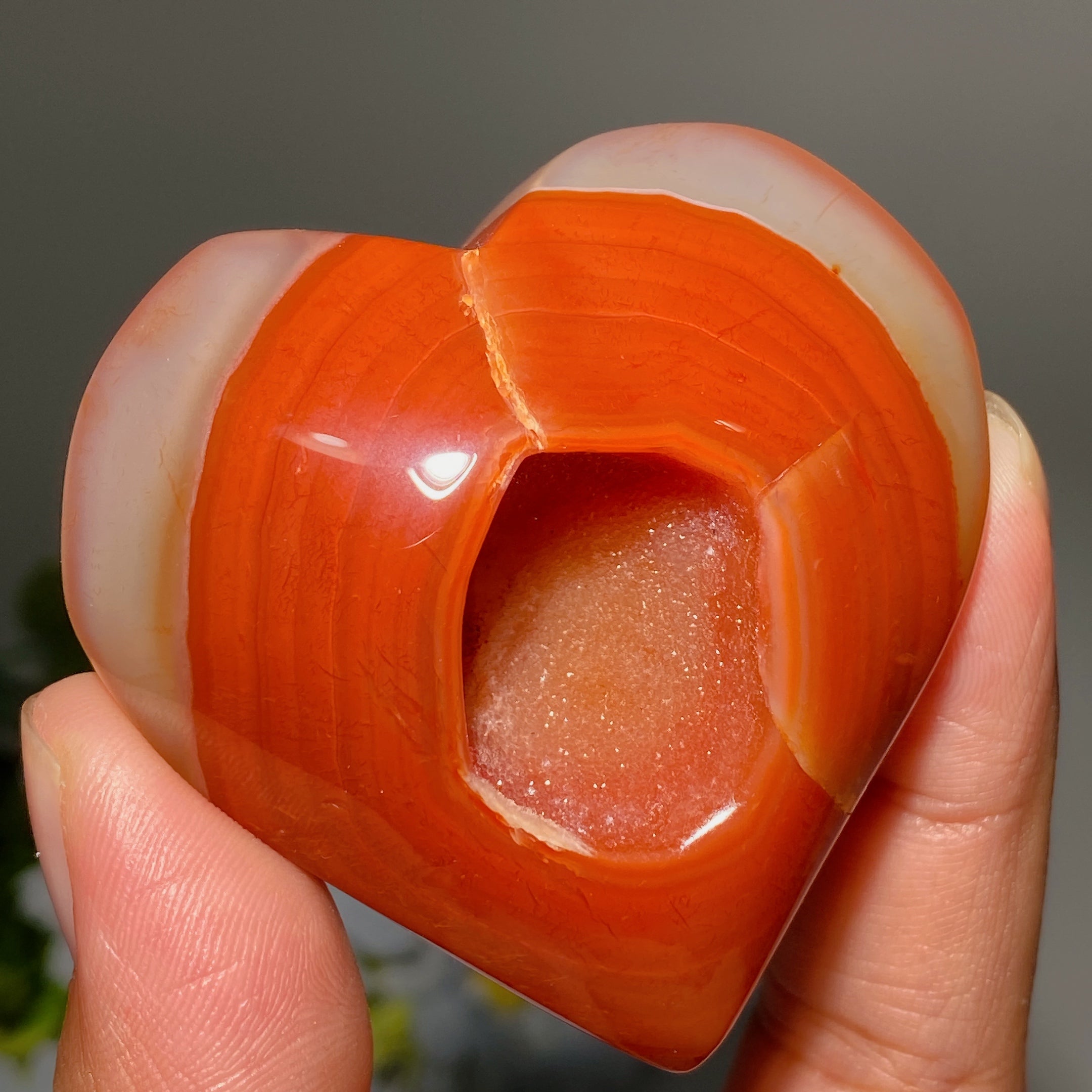 Druzy Carnelian Crystal Heart Carvings 1.2-3.0 Inches